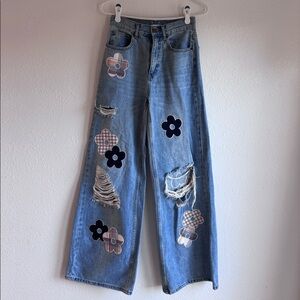 BDG Skater Baggy Jeans with Flower Details (women's size 24)